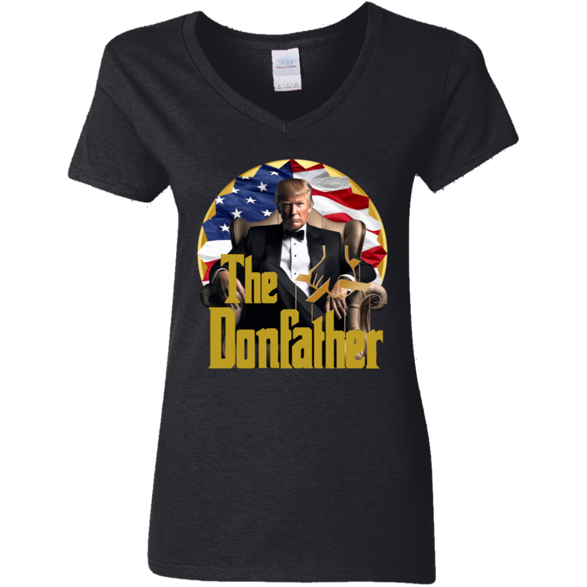 The Donfather Trump With US Flag Dark Shirt HO82 62890