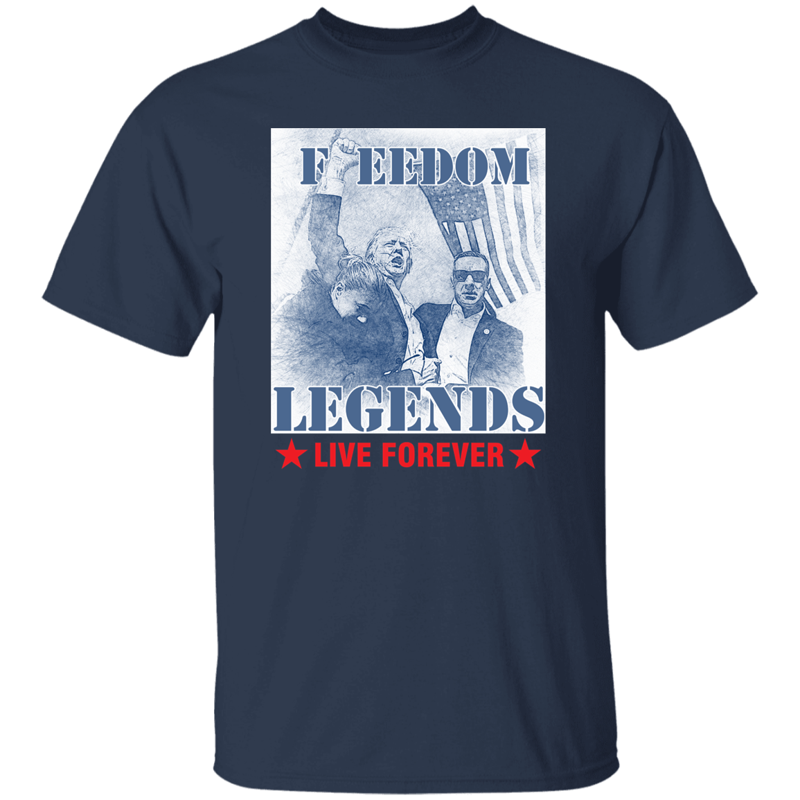 Trump 2024 Freedom Legends Live Forever Dark Shirt HO82 63052
