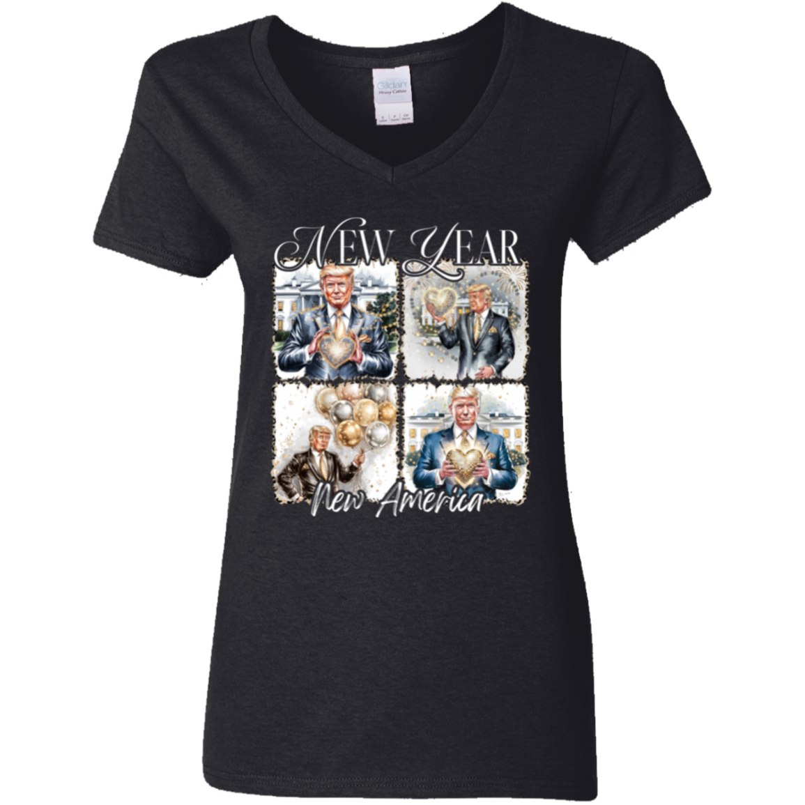 New Year New America Trump 2025 Disco Ball Dark Shirt HA75 64176