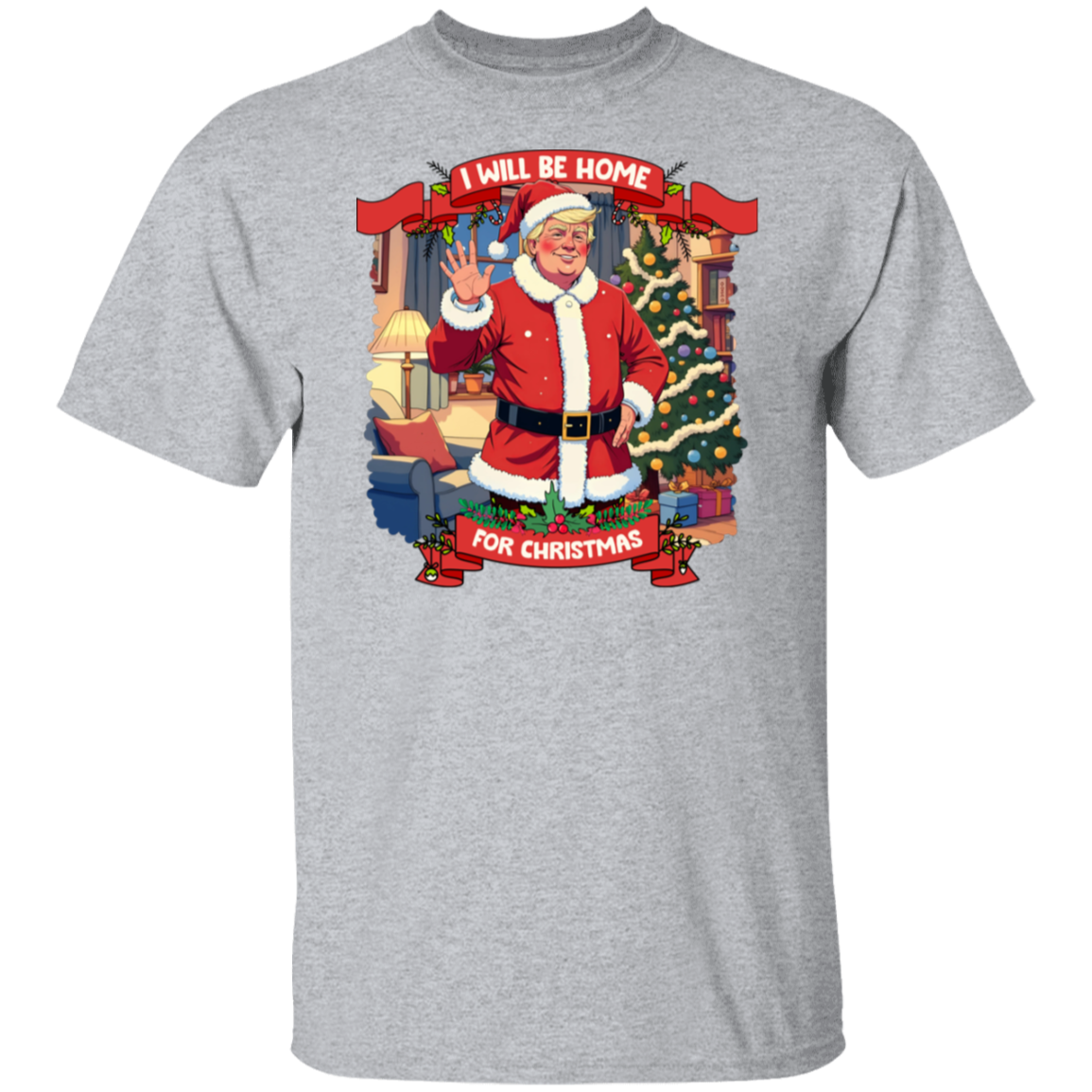 I Will Be Home For Christmas Trump Santa Claus Shirt HA75 63671
