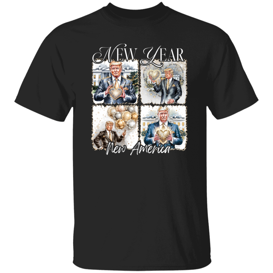 New Year New America Trump 2025 Disco Ball Dark Shirt HA75 64176