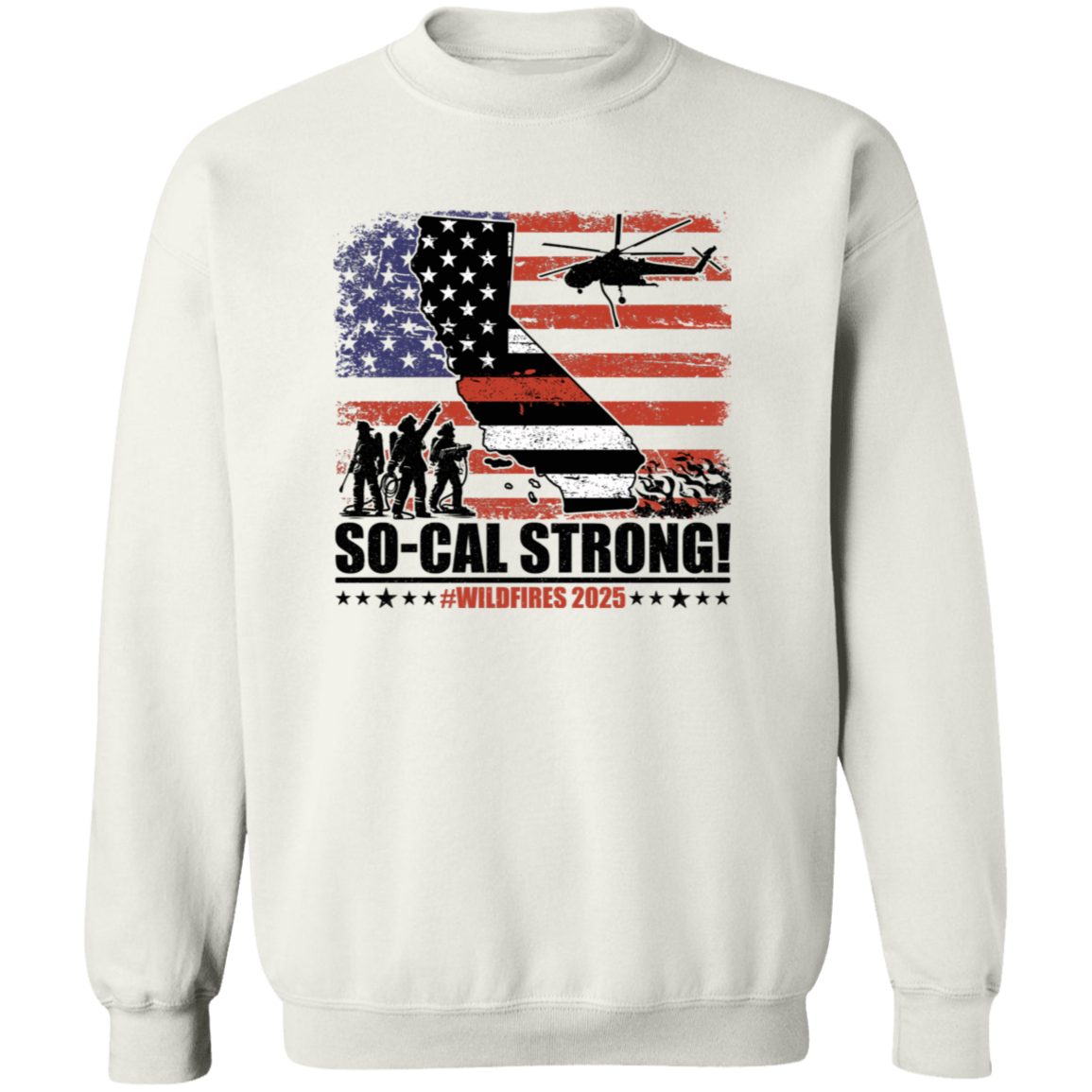 So-Cal Strong Wildfires 2025 California Firefighter With USA Flag Firefighting Bright Shirt HO82 65688