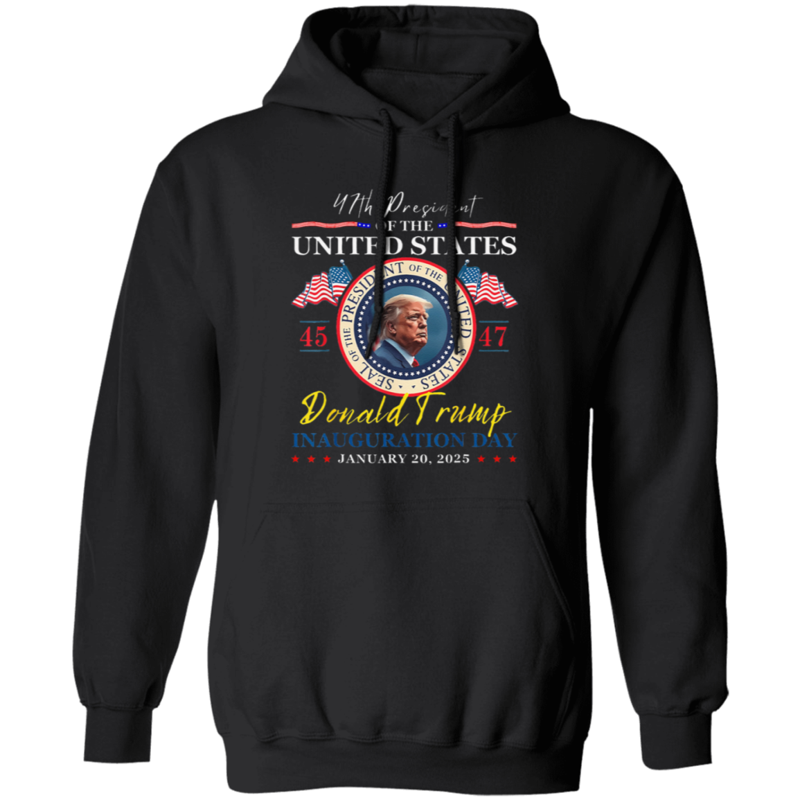 President Donald Trump Inauguration Day 2025 47th USA Flag Dark Shirt HO82 65658
