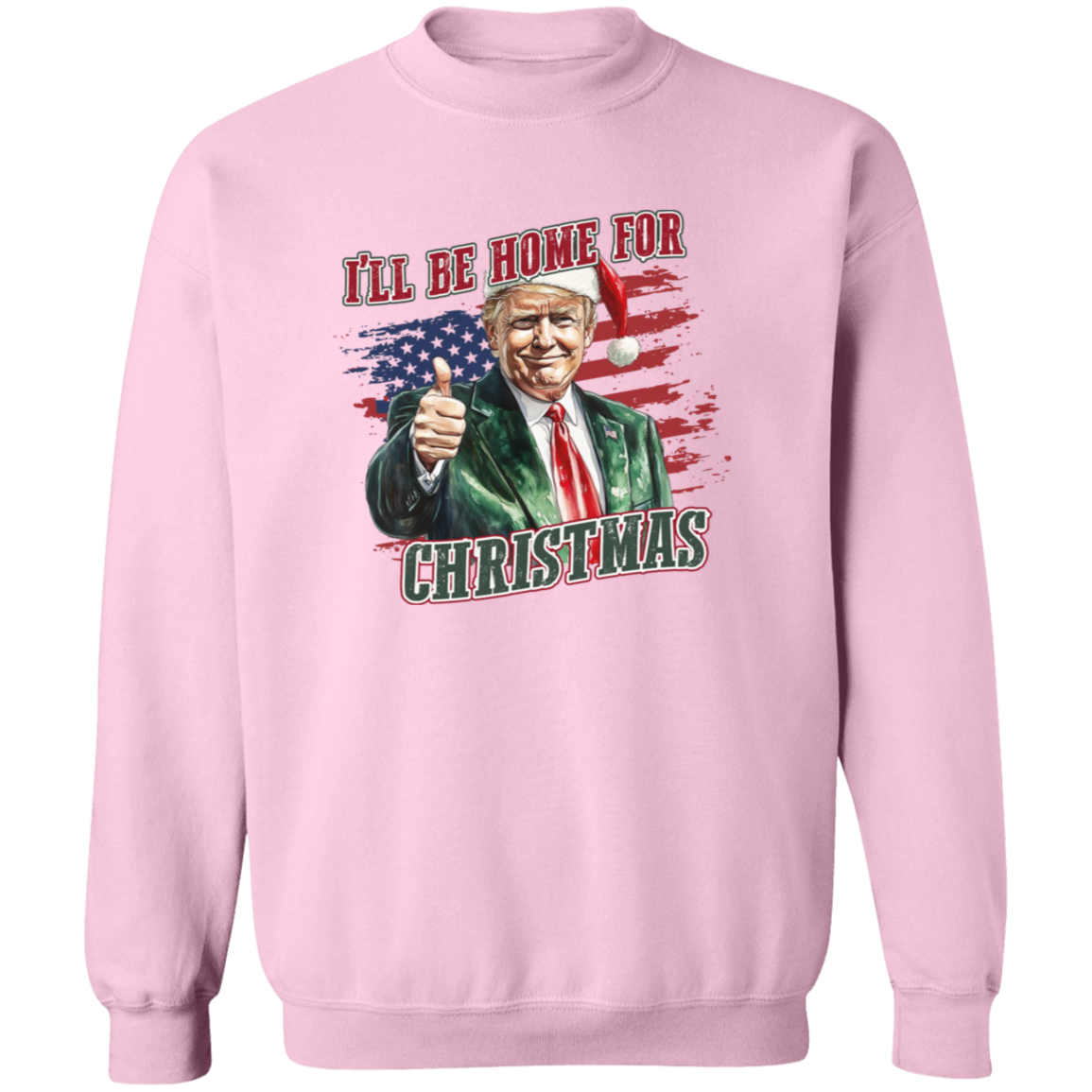 Trump I'll Be Home for Christmas - Trump With US Flag Shirt HA75 63696