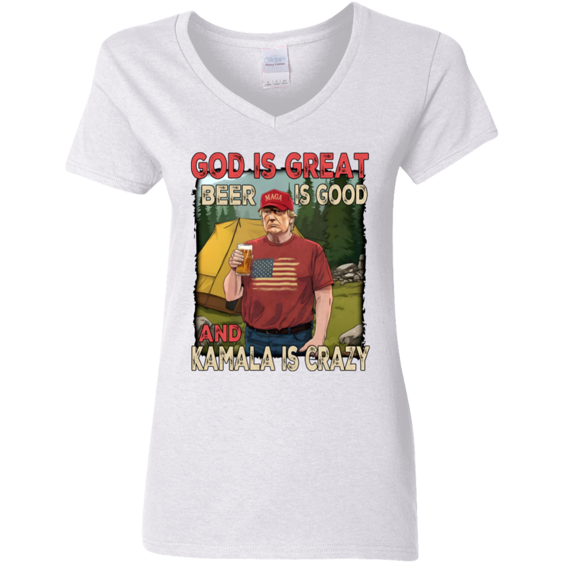 Trump God Is Great Beer Is Good And Kamala Is Crazy Bright Shirt HO82 65354