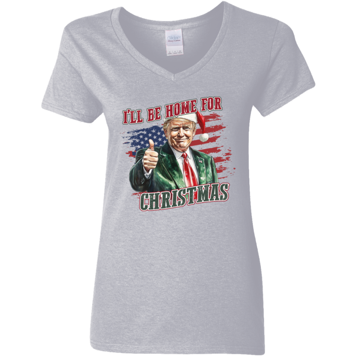 Trump I'll Be Home for Christmas - Trump With US Flag Shirt HA75 63696