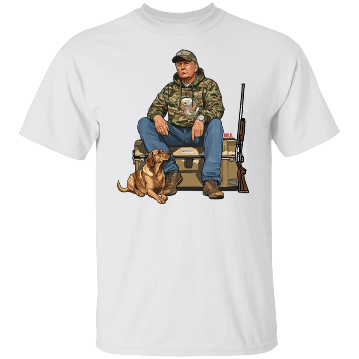 Trump Hunting Gear No Words : Buck Around and Find Out White Shirt 63839