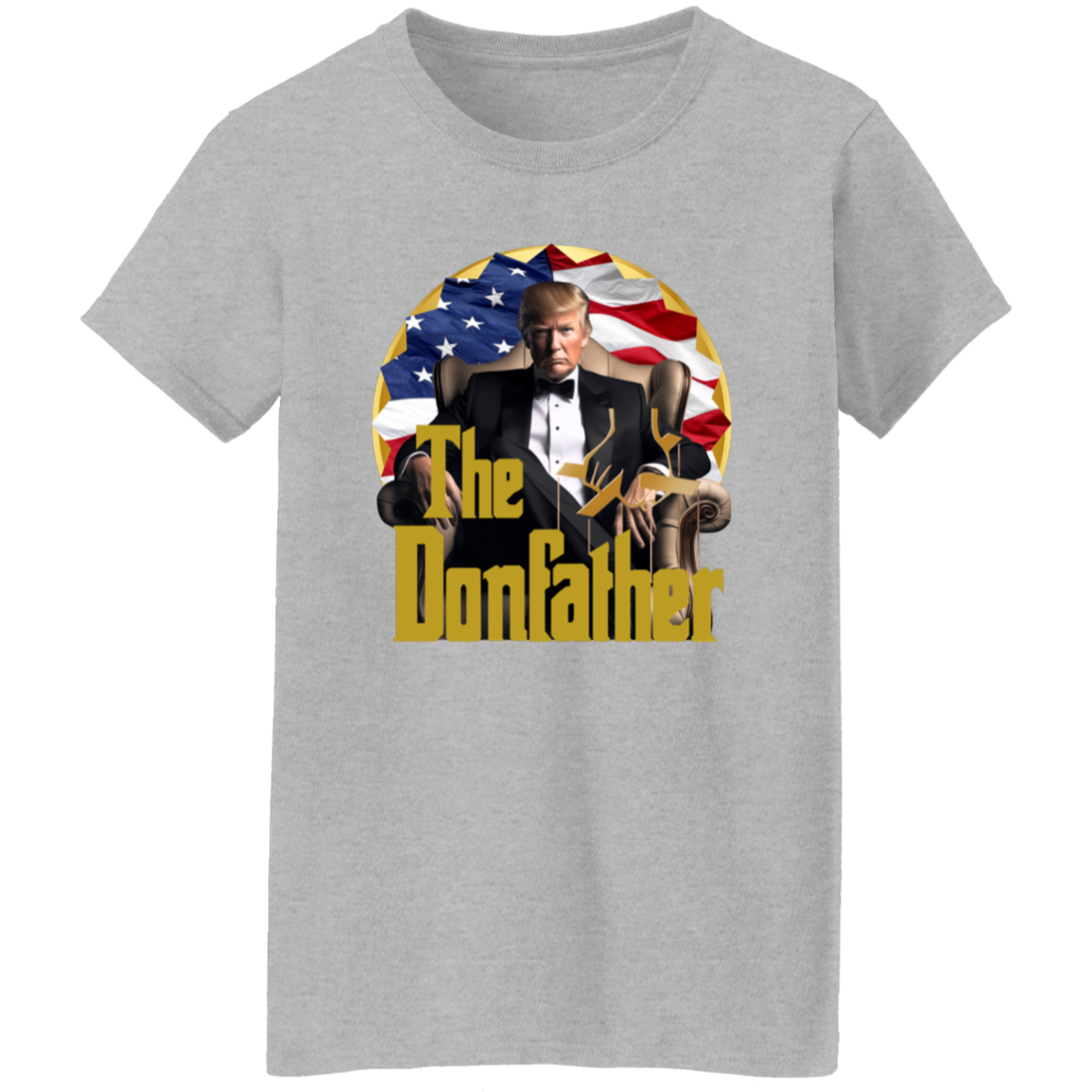 The Donfather Trump With US Flag Dark Shirt HO82 62890