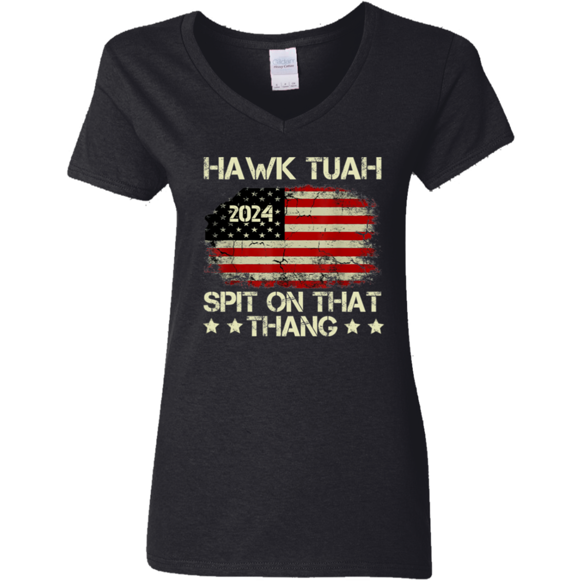 Hawk Tuah 24 Spit On That Thang US Flag Dark Shirt HO82 62806