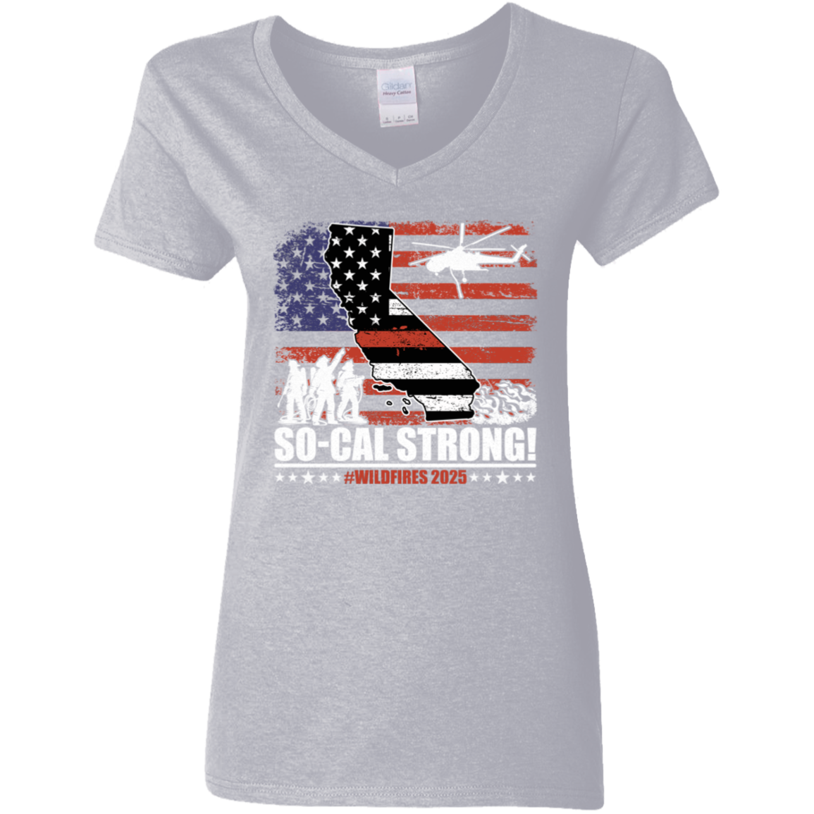 So-Cal Strong Wildfires 2025 California Firefighter With USA Flag Firefighting Volunteer Dark Shirt HO82 65686