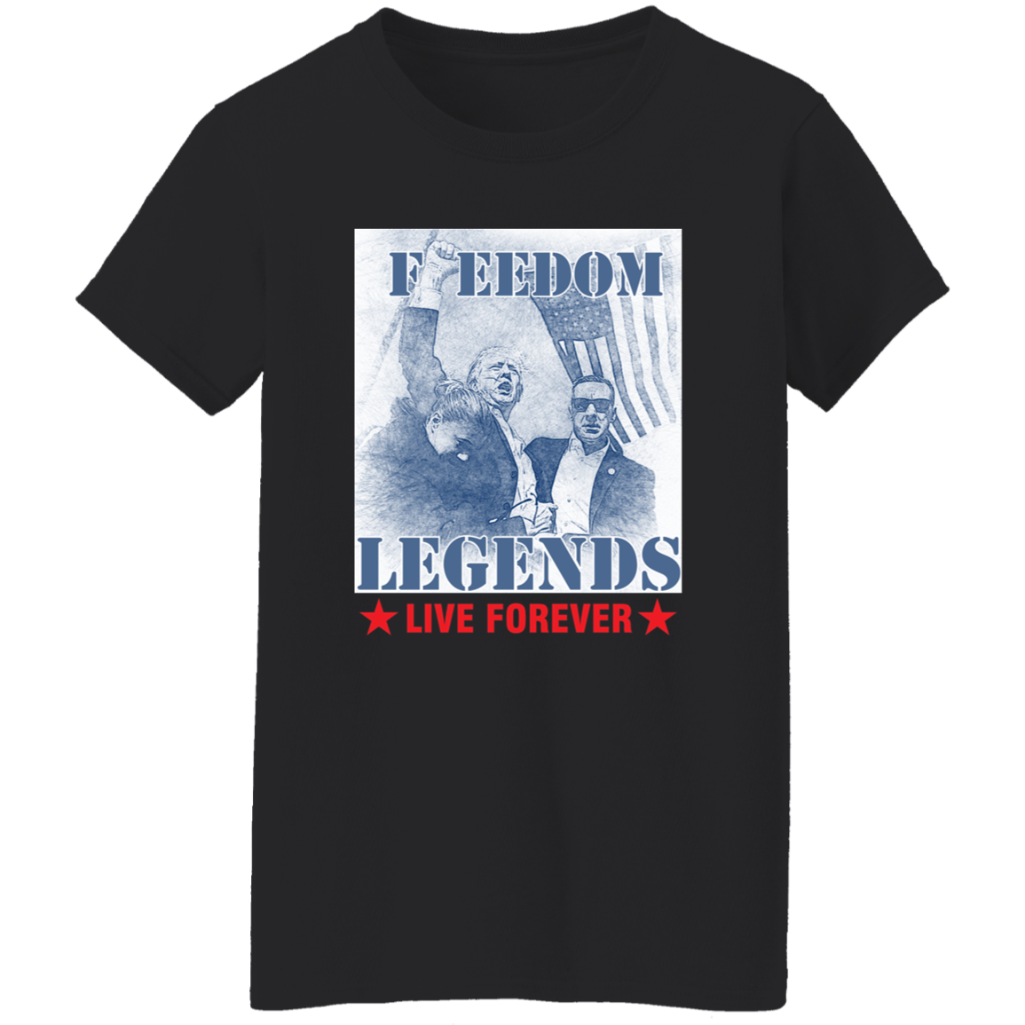 Trump 2024 Freedom Legends Live Forever Dark Shirt HO82 63052