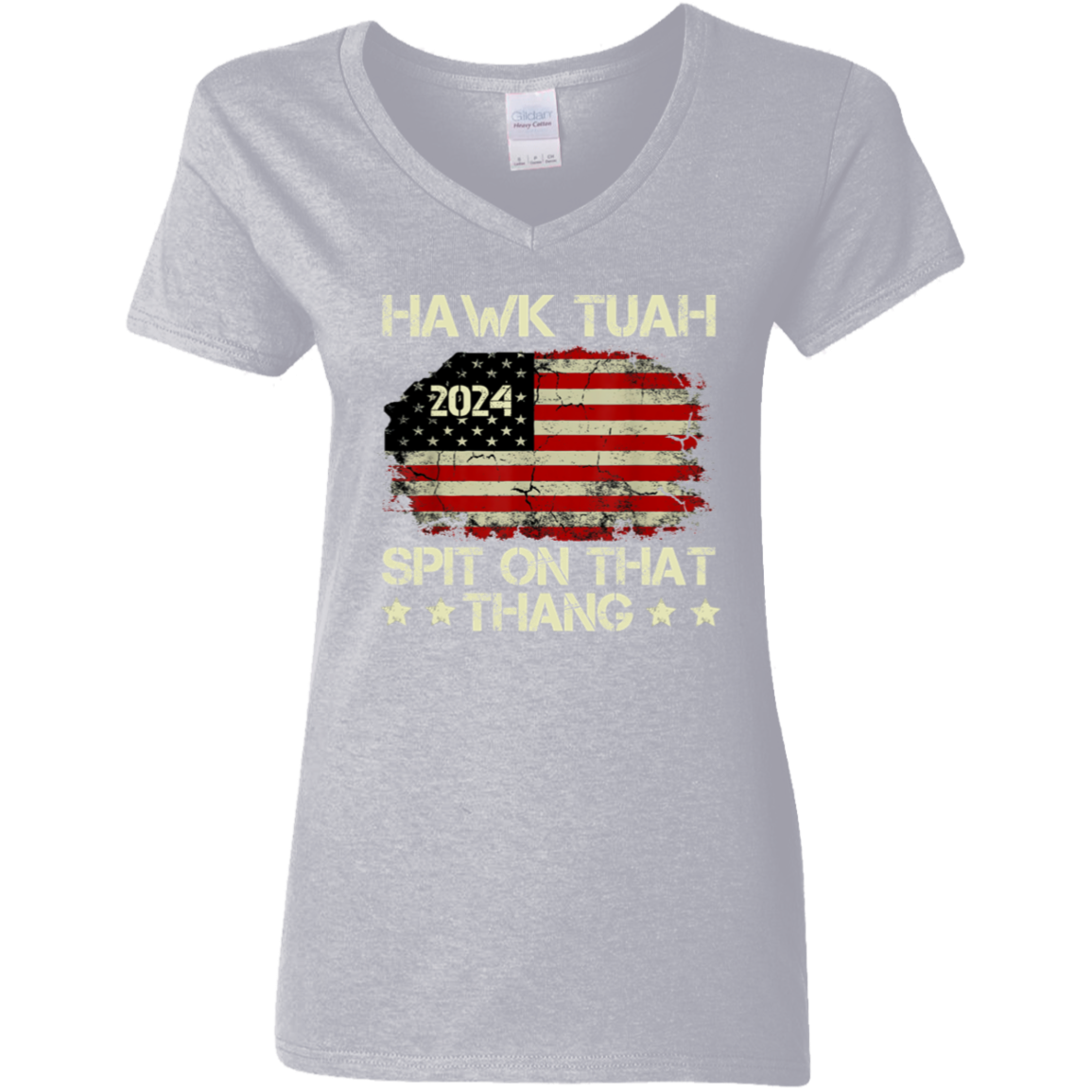 Hawk Tuah 24 Spit On That Thang US Flag Dark Shirt HO82 62806