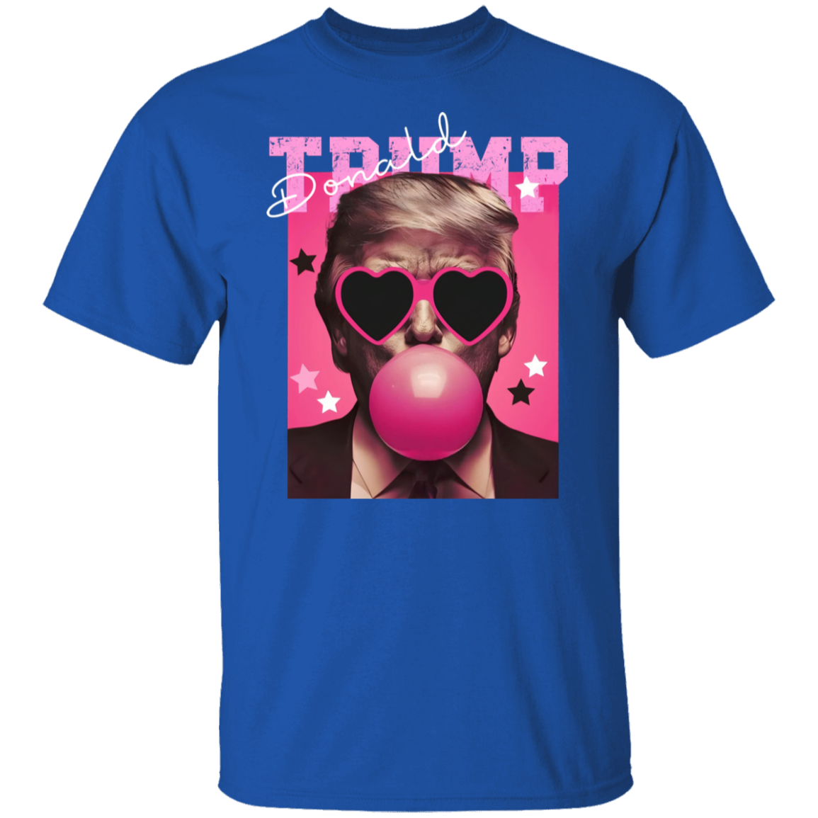 Funny Donald Trump Blowing Bubble Gum Pink Sun Glasses Dark Shirt LM32 65191