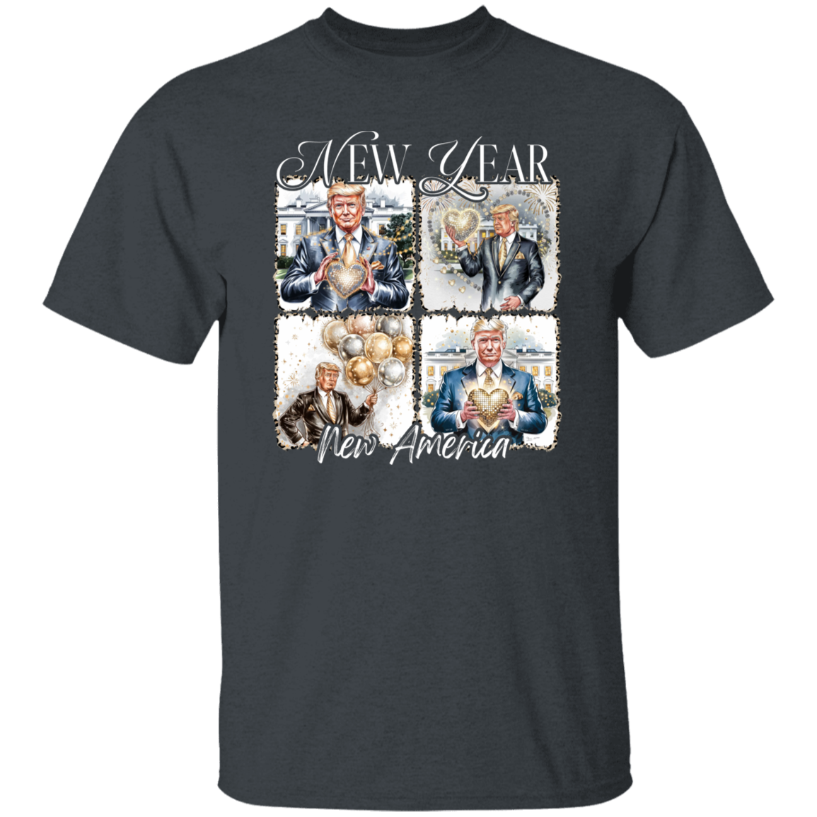 New Year New America Trump 2025 Disco Ball Dark Shirt HA75 64176