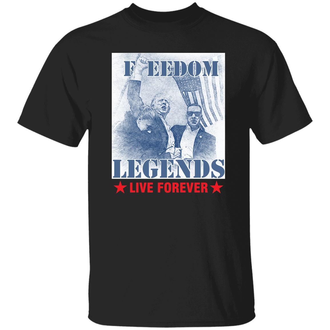 Trump 2024 Freedom Legends Live Forever Dark Shirt HO82 63052