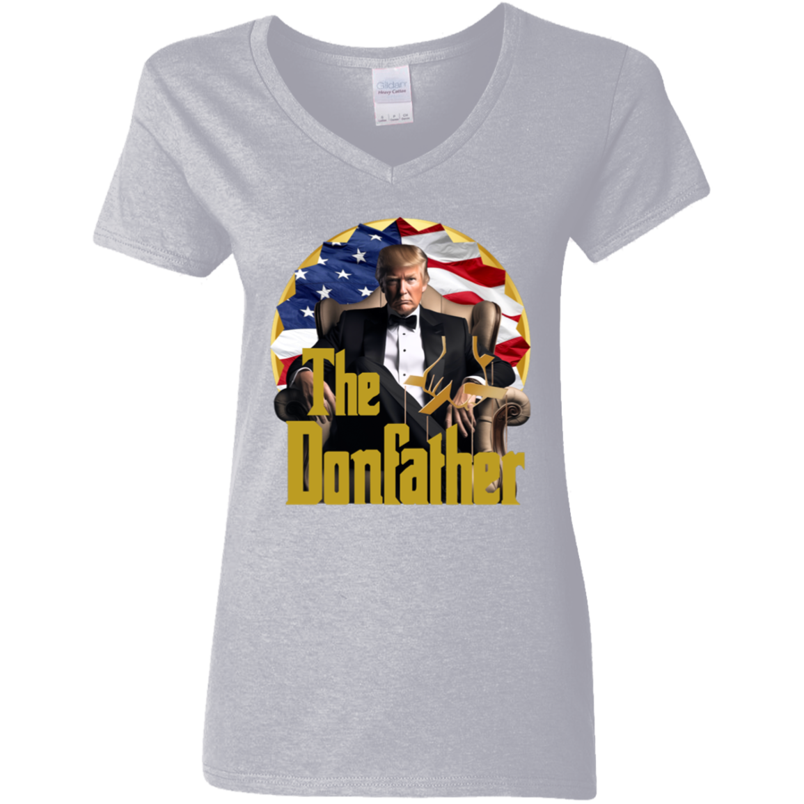 The Donfather Trump With US Flag Dark Shirt HO82 62890