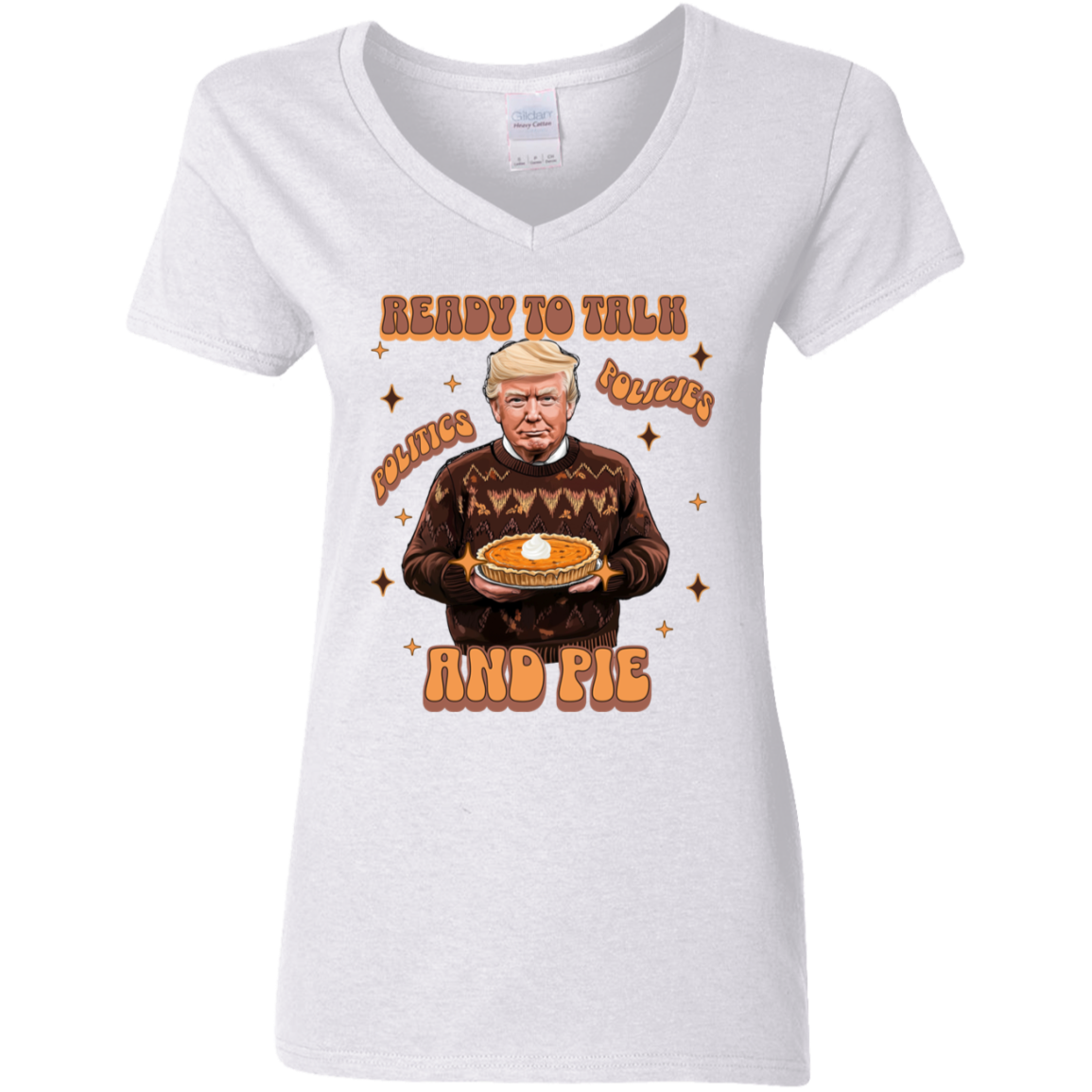 Trump Politics, Policies And Pie - Patriotic White Shirt LM32 63817