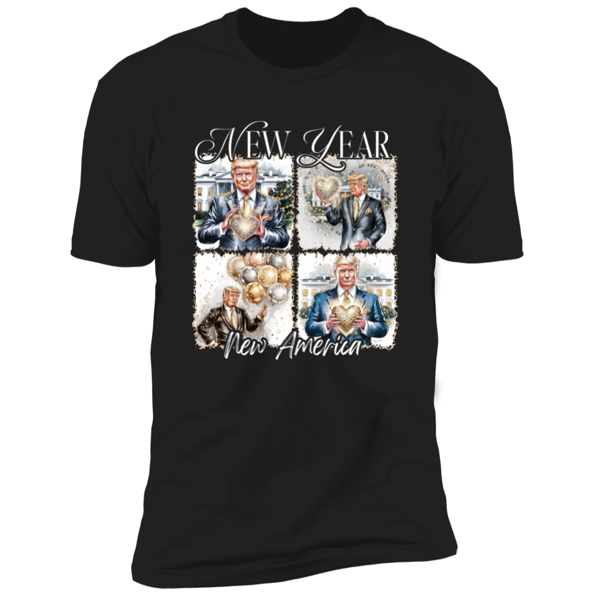 New Year New America Trump 2025 Disco Ball Dark Shirt HA75 64176