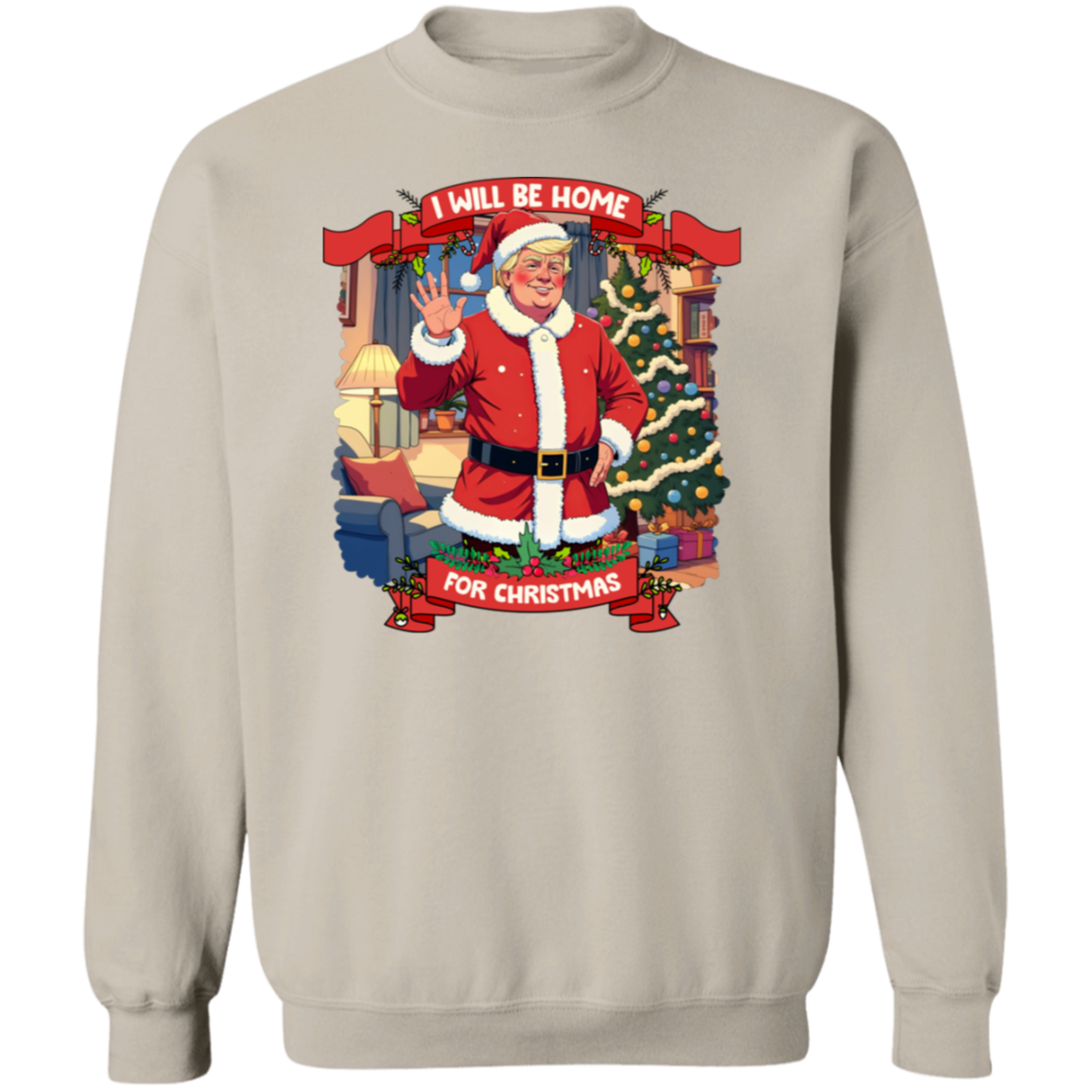 I Will Be Home For Christmas Trump Santa Claus Shirt HA75 63671