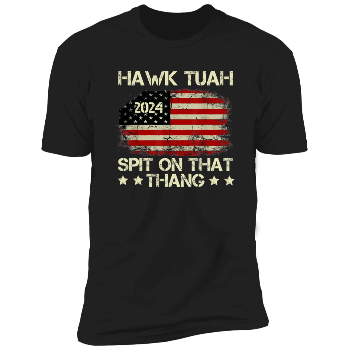 Hawk Tuah 24 Spit On That Thang US Flag Dark Shirt HO82 62806