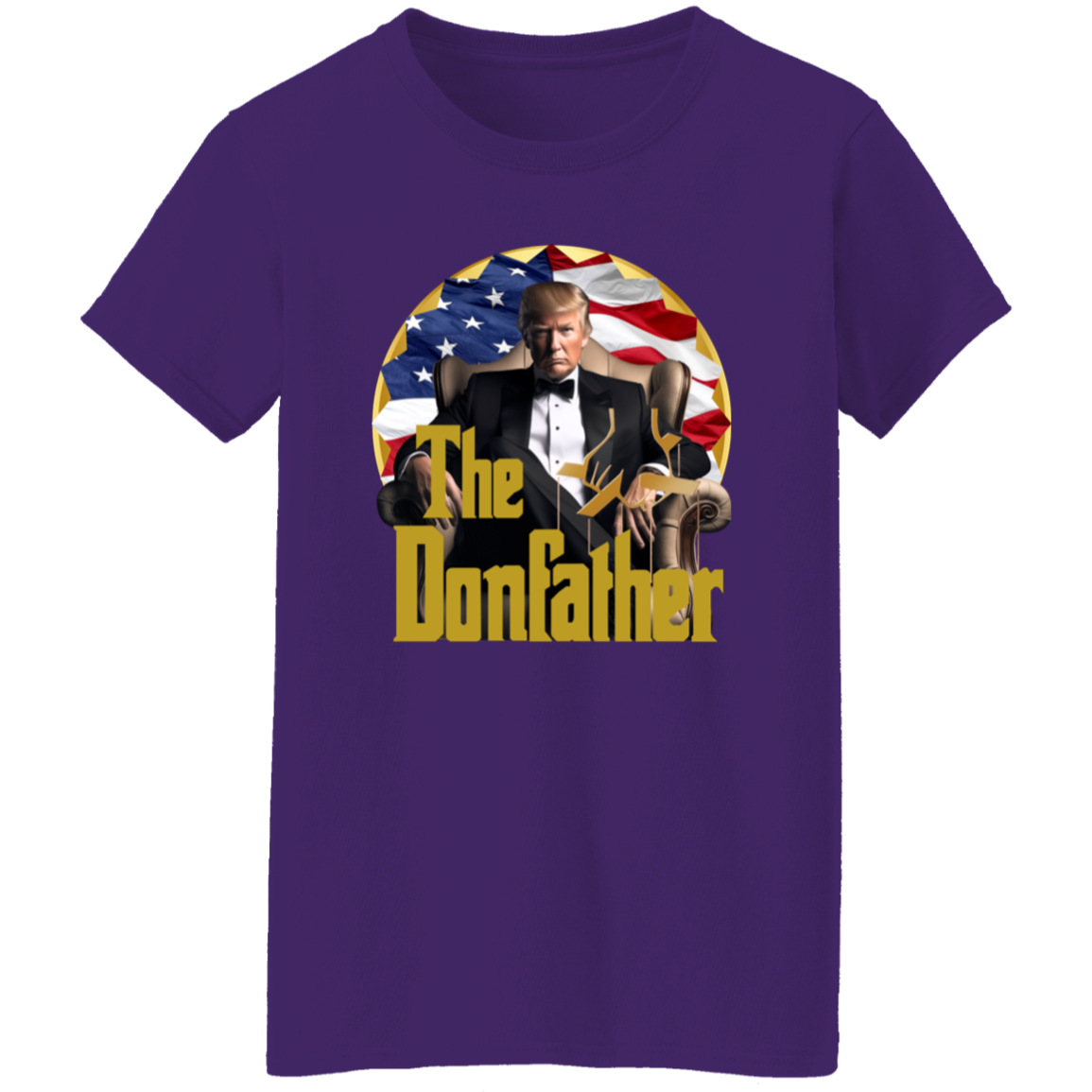 The Donfather Trump With US Flag Dark Shirt HO82 62890