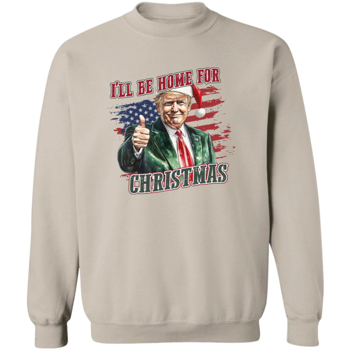 Trump I'll Be Home for Christmas - Trump With US Flag Shirt HA75 63696