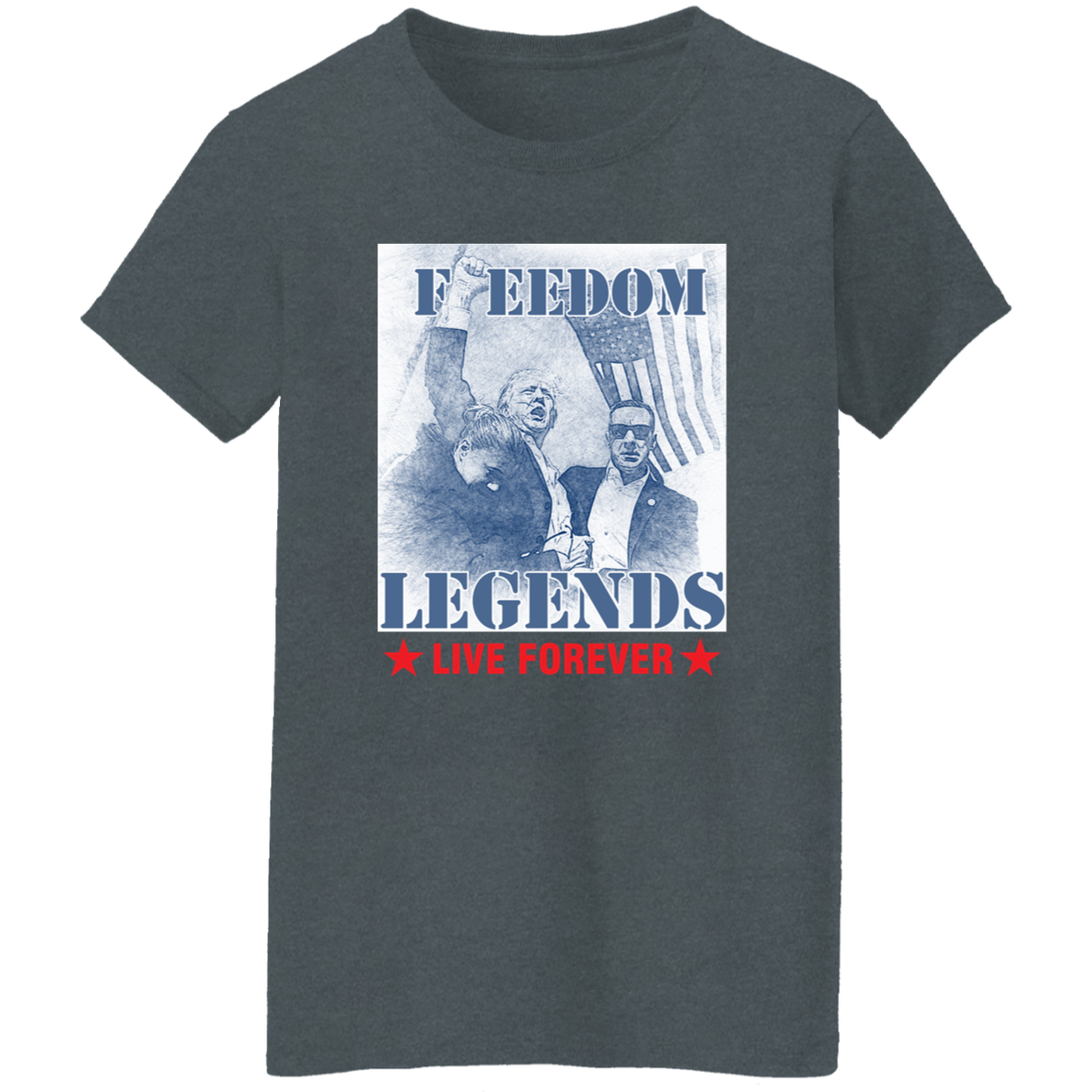Trump 2024 Freedom Legends Live Forever Dark Shirt HO82 63052