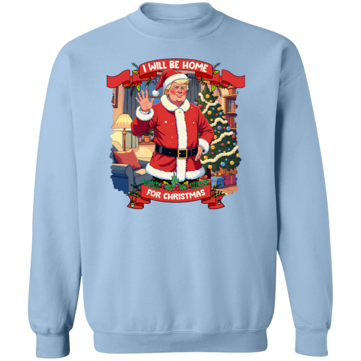 I Will Be Home For Christmas Trump Santa Claus Shirt HA75 63671