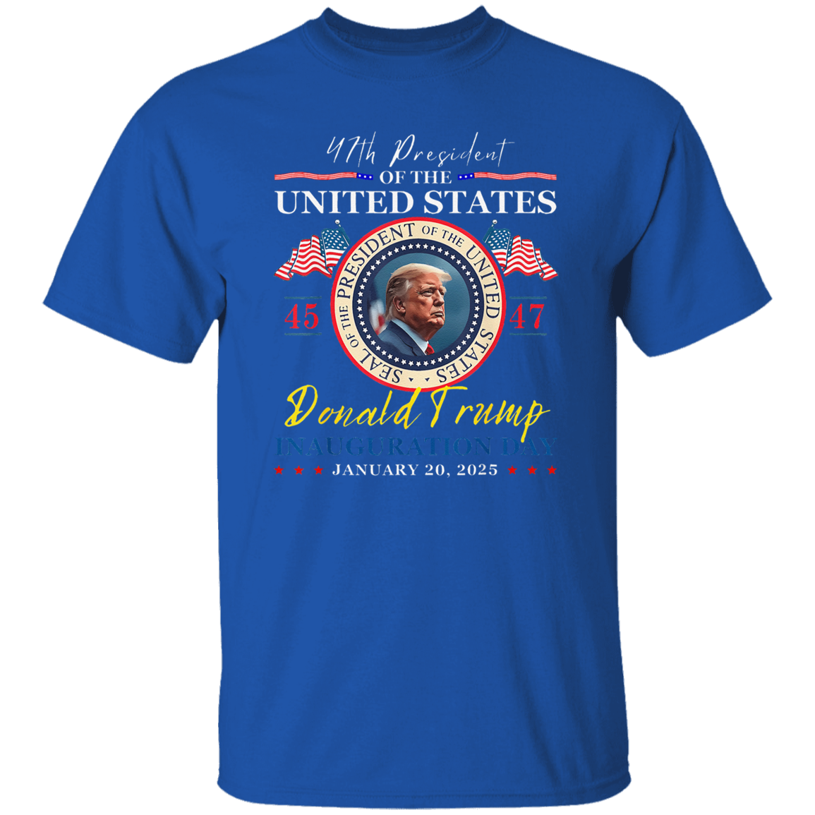 President Donald Trump Inauguration Day 2025 47th USA Flag Dark Shirt HO82 65658