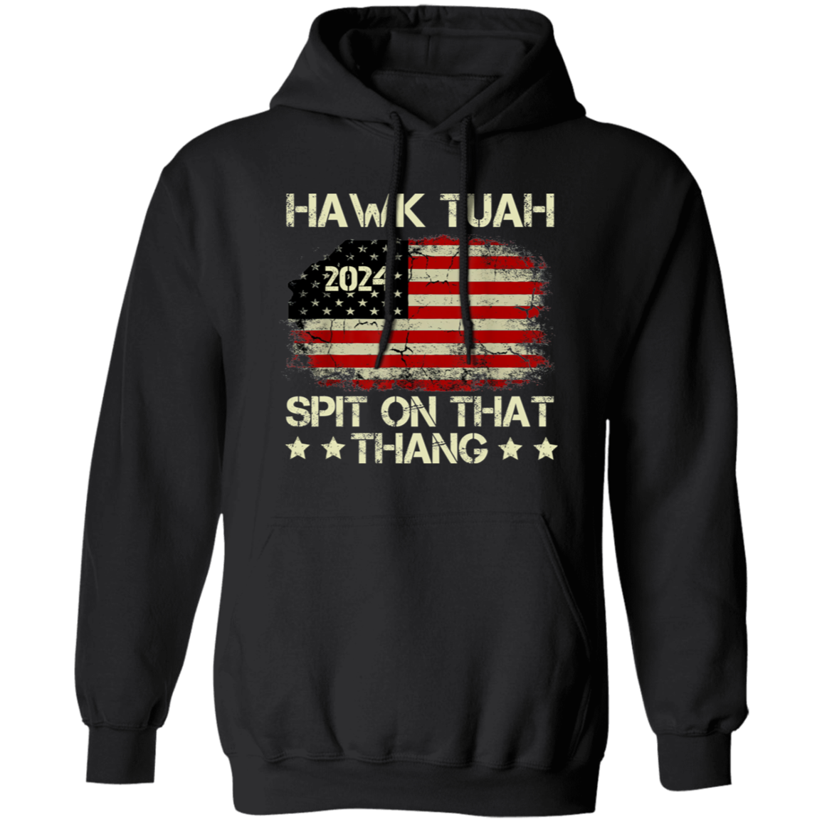 Hawk Tuah 24 Spit On That Thang US Flag Dark Shirt HO82 62806