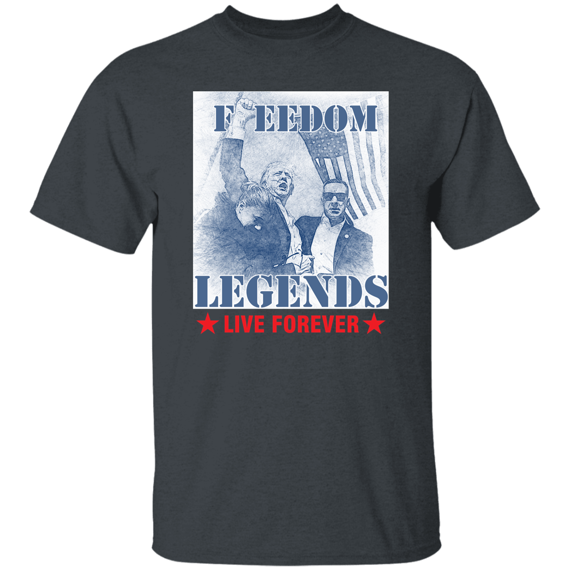 Trump 2024 Freedom Legends Live Forever Dark Shirt HO82 63052
