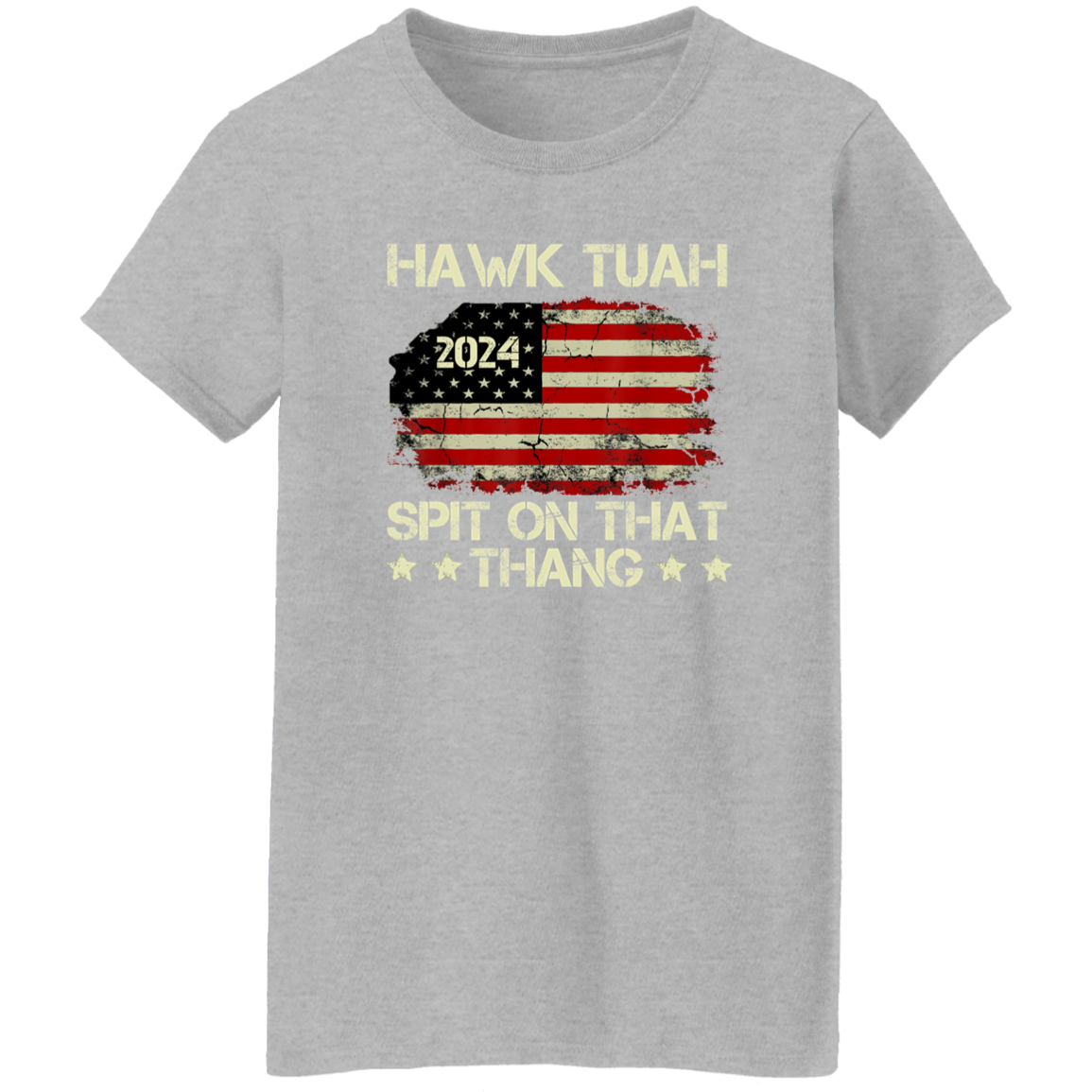 Hawk Tuah 24 Spit On That Thang US Flag Dark Shirt HO82 62806