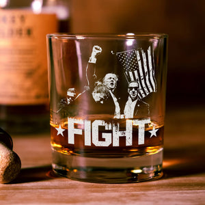 President Trump Fight 45 47 Engraved Whiskey Glass HO82 65308