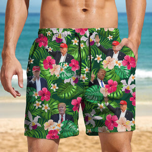 Custom Donald Trump Photo With Tropical Style Beach Short For Men N304 62470