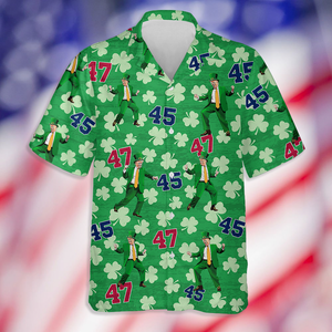 Custom Trump 45 -47 Shamrock Patrick's Day Hawaii Shirt N304 TH10 64301