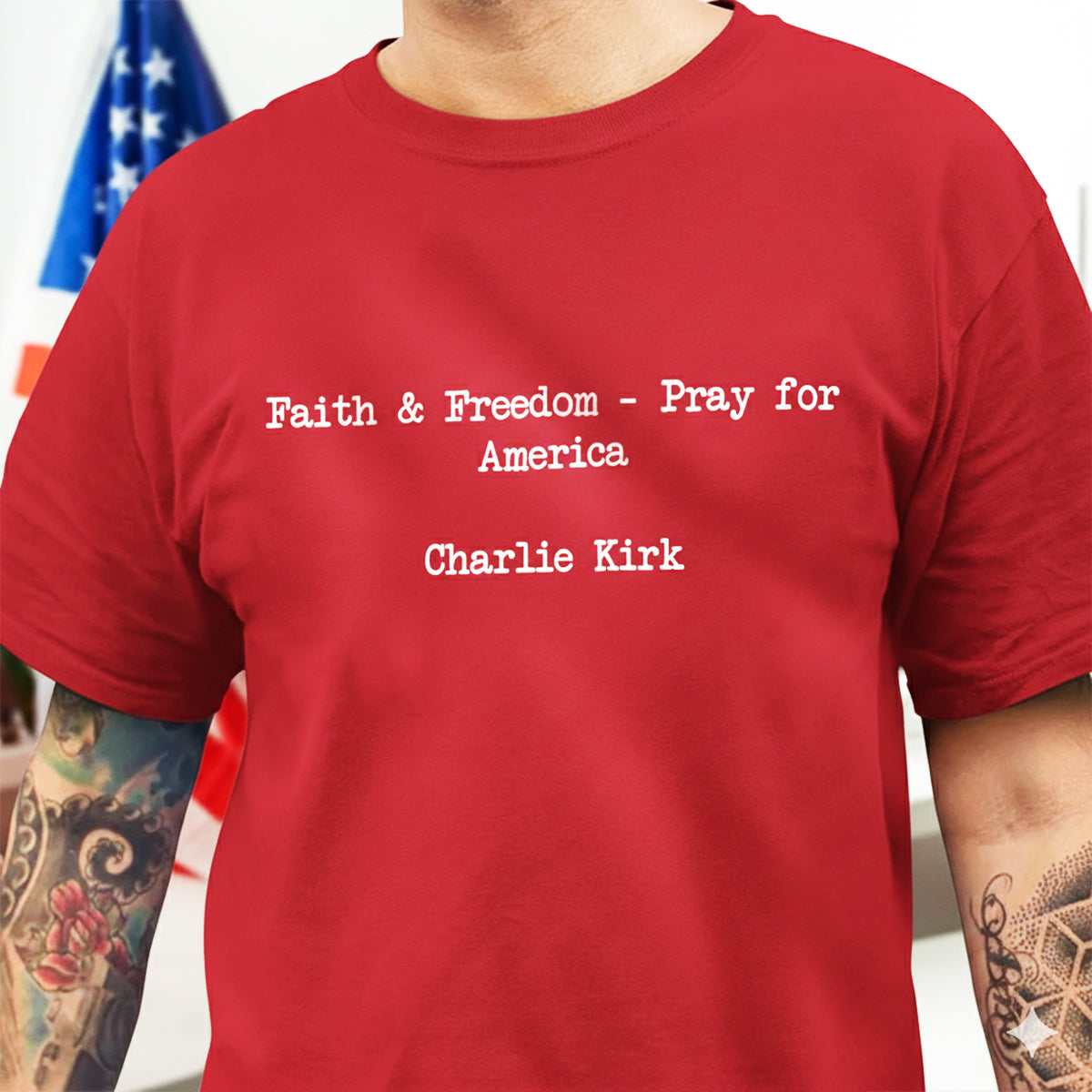 Pray for America: Faith & Freedom Charlie Kirk Christian Dark Shirt LM32 65417