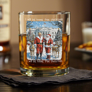 Trump Santa I Will Be Home For Christmas Rock Glass HA75 63637