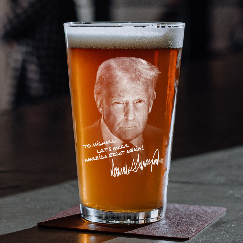 Personalized President Donald Trump Autographed Beer Glass HA75 64326