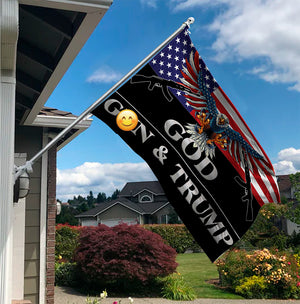 Trump 2024 Flag 3X5 Outdoor God Guns and Trump Flag 150D Premium Polyester Trump US American Patriotic Eagle Flag with Brass Grommets for Outdoor Indoor Room Wall