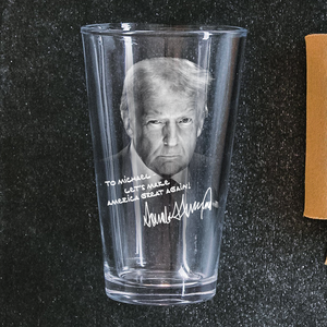 Personalized President Donald Trump Autographed Beer Glass HA75 64326