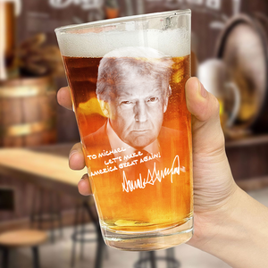 Personalized President Donald Trump Autographed Beer Glass HA75 64326