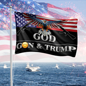 Trump 2024 Flag 3X5 Outdoor God Guns and Trump Flag 150D Premium Polyester Trump US American Patriotic Eagle Flag with Brass Grommets for Outdoor Indoor Room Wall