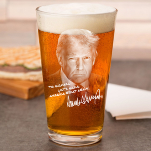 Personalized President Donald Trump Autographed Beer Glass HA75 64326