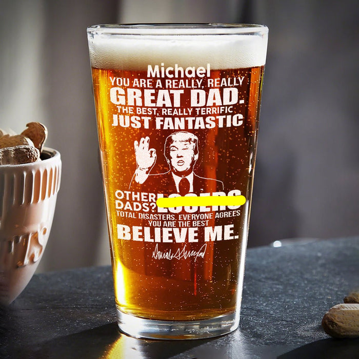 Great Grandpa Great Dad Trump Laser Engraved Beer Glass N304 62565