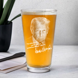 Personalized President Donald Trump Autographed Beer Glass HA75 64326