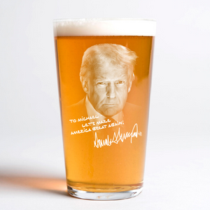 Personalized President Donald Trump Autographed Beer Glass HA75 64326