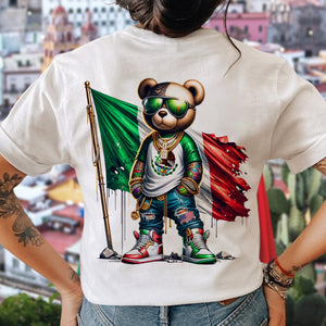 Mexico Flag Teddy, Cartoon Bear, Cool Mexican Flag Bear Back Shirt HA75 63548