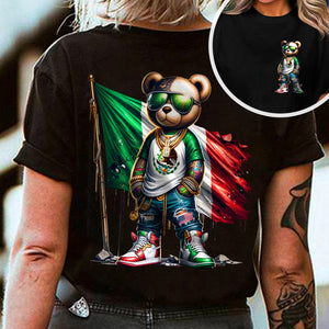 Mexico Flag Teddy, Cartoon Bear, Cool Mexican Flag Bear Front And Back Shirt HA75 63542