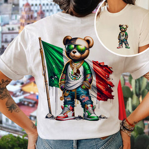 Mexico Flag Teddy, Cartoon Bear, Cool Mexican Flag Bear Back&Front Bright Shirt HA75 63544