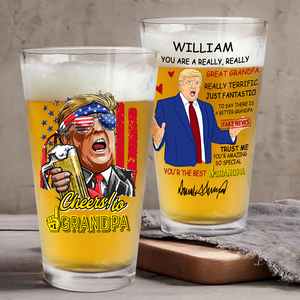 Custom Name Trump Cheer to Grandpa Print Beer Glass HA75 62588